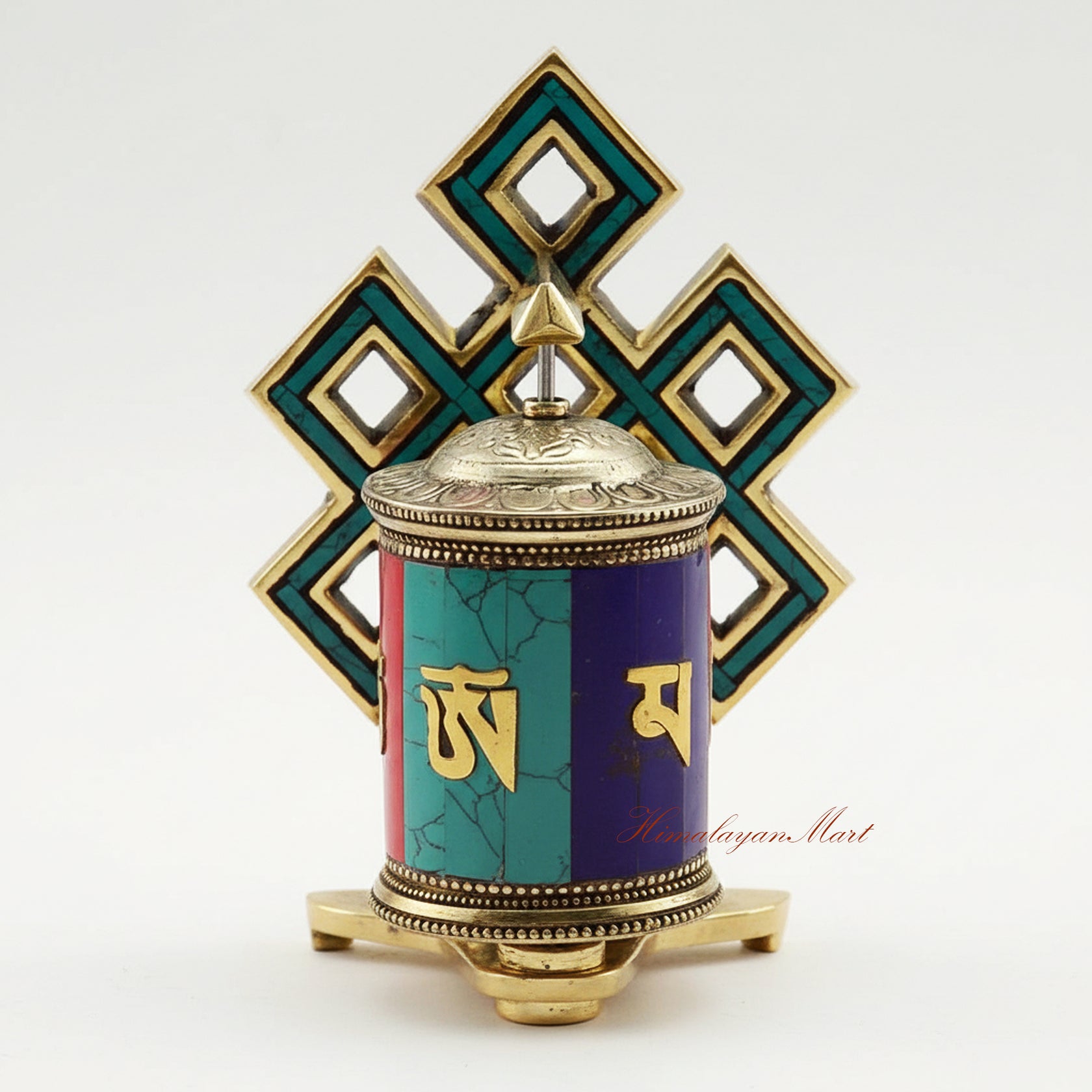 Tabletop Ritual Prayer Wheel for Buddhist Prayer, Mantra Recitation & Altar Use