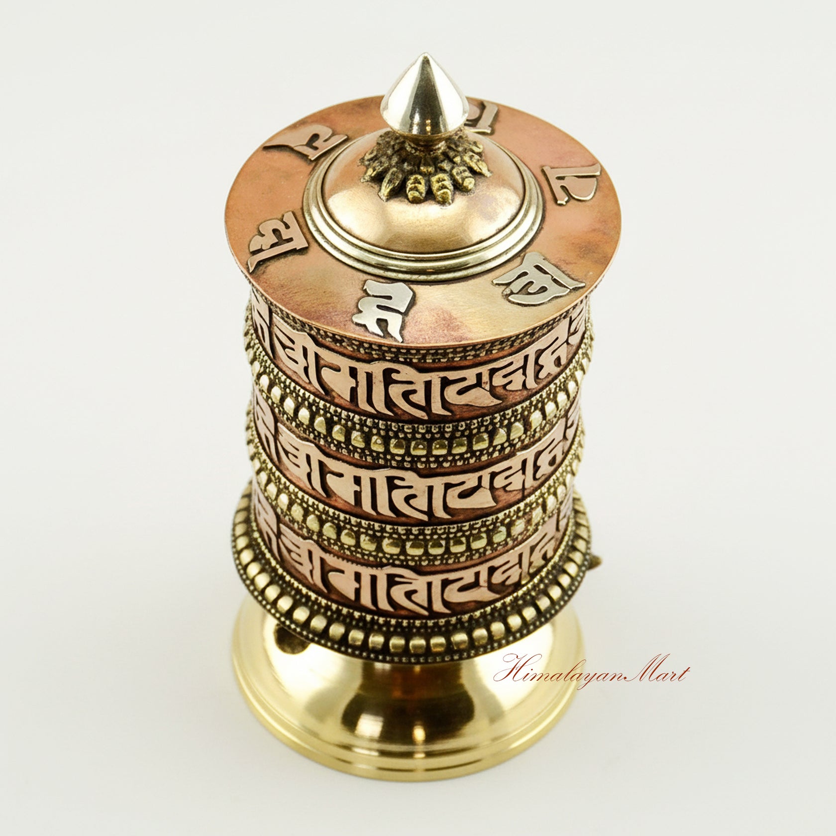 Tibetan Tabletop Prayer Wheel – Sacred Ritual Wheel for Meditation Practice